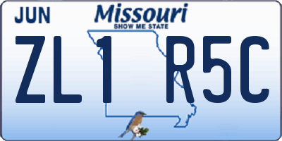 MO license plate ZL1R5C