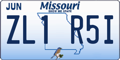 MO license plate ZL1R5I
