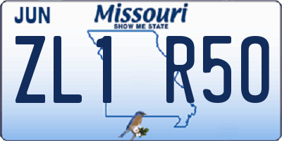 MO license plate ZL1R5O