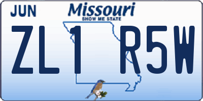 MO license plate ZL1R5W