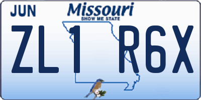 MO license plate ZL1R6X