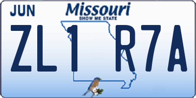 MO license plate ZL1R7A