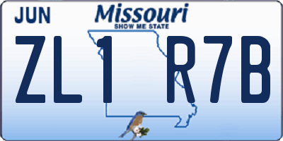 MO license plate ZL1R7B
