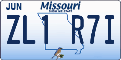 MO license plate ZL1R7I
