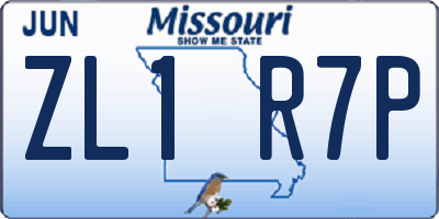 MO license plate ZL1R7P