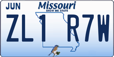 MO license plate ZL1R7W