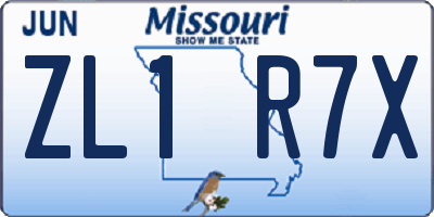 MO license plate ZL1R7X