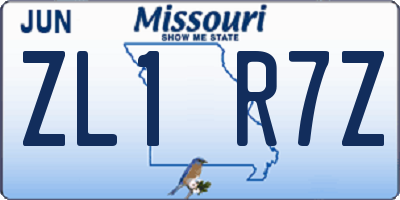 MO license plate ZL1R7Z