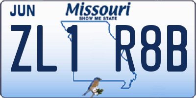 MO license plate ZL1R8B