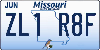 MO license plate ZL1R8F