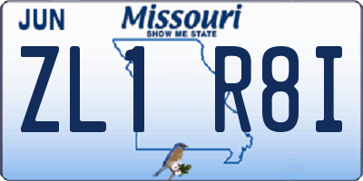 MO license plate ZL1R8I