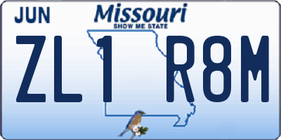 MO license plate ZL1R8M