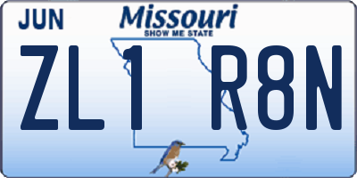 MO license plate ZL1R8N