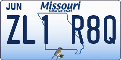 MO license plate ZL1R8Q