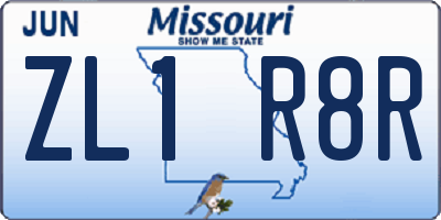 MO license plate ZL1R8R