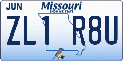 MO license plate ZL1R8U