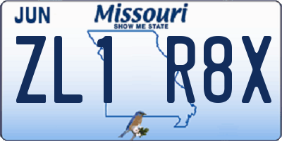 MO license plate ZL1R8X
