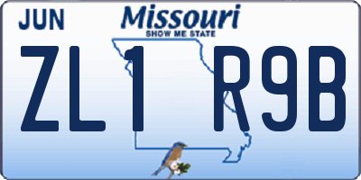 MO license plate ZL1R9B