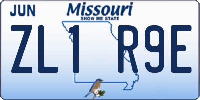 MO license plate ZL1R9E
