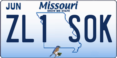 MO license plate ZL1S0K