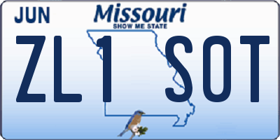 MO license plate ZL1S0T