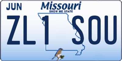 MO license plate ZL1S0U
