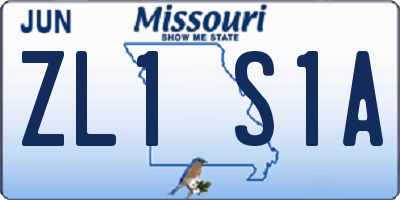 MO license plate ZL1S1A