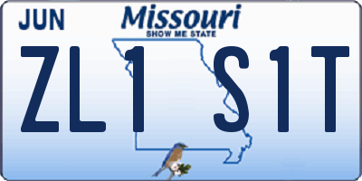 MO license plate ZL1S1T