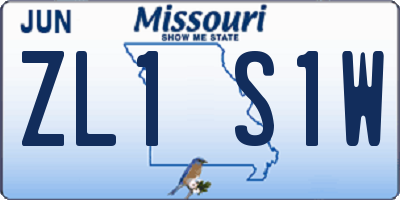 MO license plate ZL1S1W