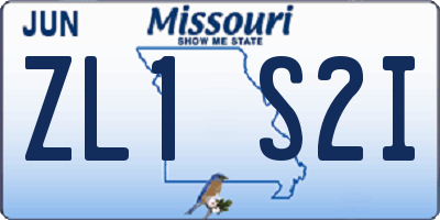 MO license plate ZL1S2I