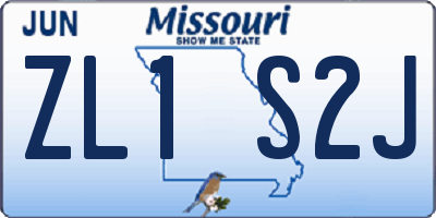 MO license plate ZL1S2J