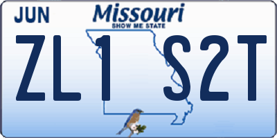 MO license plate ZL1S2T
