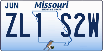 MO license plate ZL1S2W