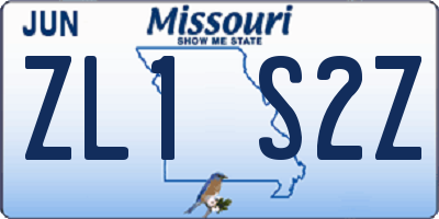MO license plate ZL1S2Z