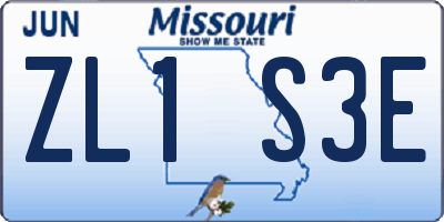 MO license plate ZL1S3E