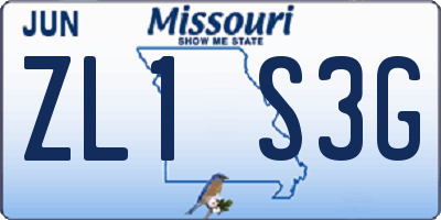 MO license plate ZL1S3G