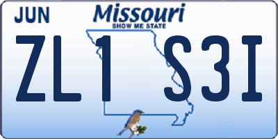 MO license plate ZL1S3I