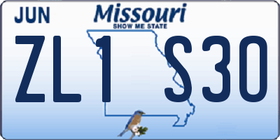 MO license plate ZL1S3O