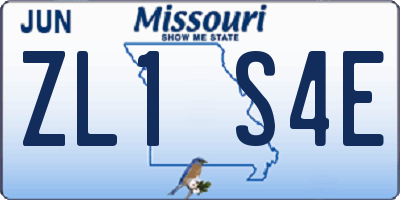MO license plate ZL1S4E
