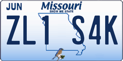 MO license plate ZL1S4K