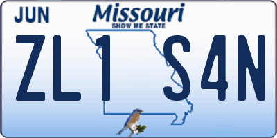 MO license plate ZL1S4N