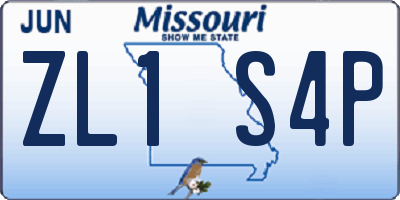 MO license plate ZL1S4P