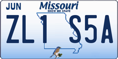 MO license plate ZL1S5A