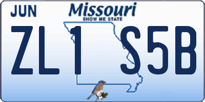 MO license plate ZL1S5B