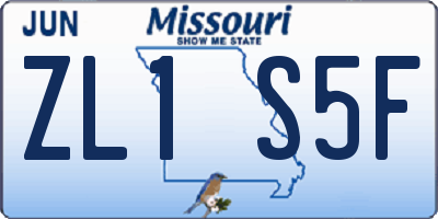 MO license plate ZL1S5F
