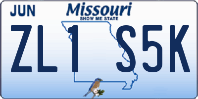 MO license plate ZL1S5K