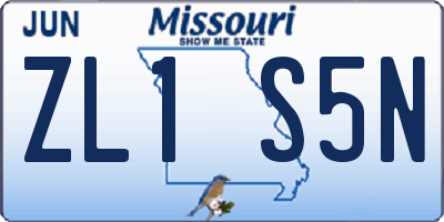 MO license plate ZL1S5N
