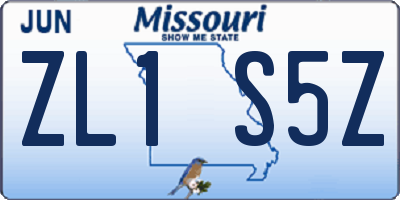 MO license plate ZL1S5Z