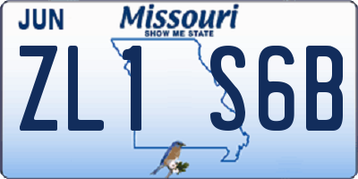 MO license plate ZL1S6B