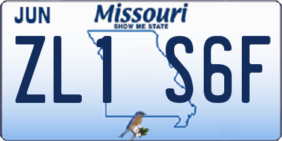 MO license plate ZL1S6F